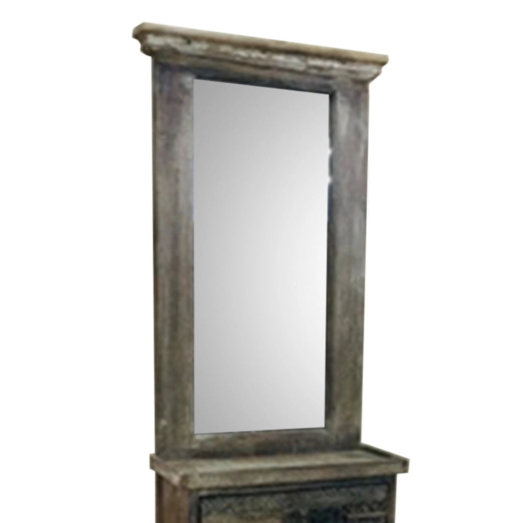 Mobile da ingresso con specchio in legno marrone 45x20x184h