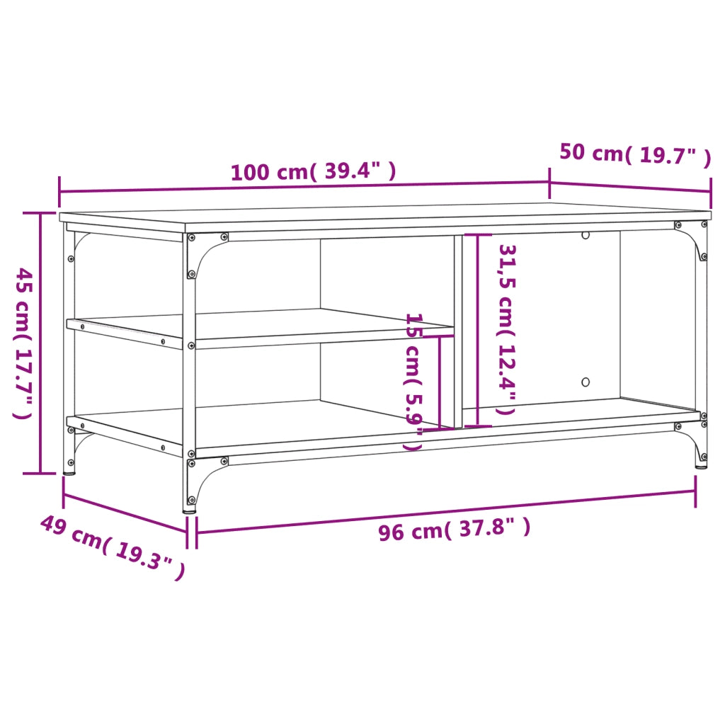 Tavolino da Salotto Rovere Sonoma 100x50x45cm Legno Multistrato 835305
