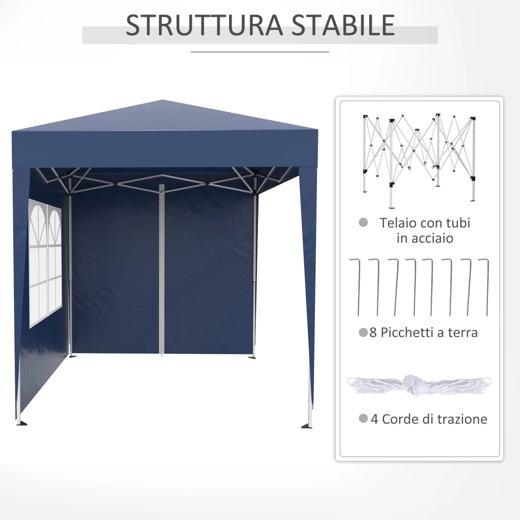Gazebo Pieghevole 2x2 m ¨C zephmum ¨C Blu Poliestere Acciaio