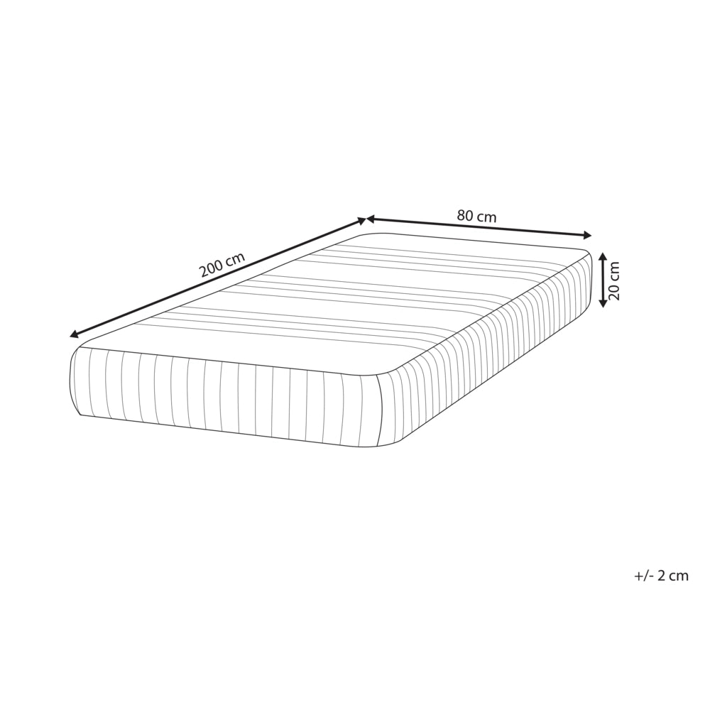 Materasso in schiuma di lattice duro e compatto sfoderabile Imbottitura 80 x 200 cm bianco camera da letto