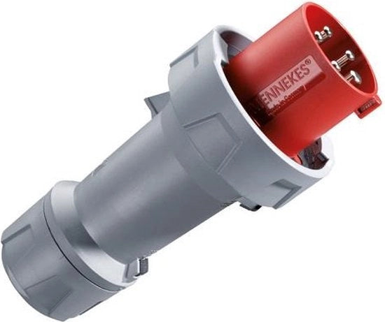 Stekker CEE 125A 5P 6H 400V con connessione a vite. - Rosso