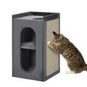 Tiragraffi a Torre con 2 Cucce per Gatti ¨C Xylo ¨C Sisal e Peluche Grigio Naturale