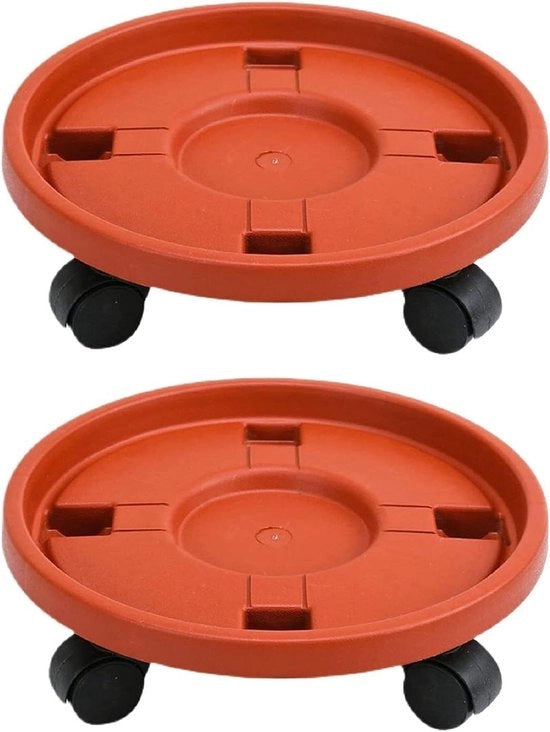 Cassetto Rotondo per Piante con Ruote 30cm con Piedistallo Rotante Mobili per Piantoni da Interno e Esterno.