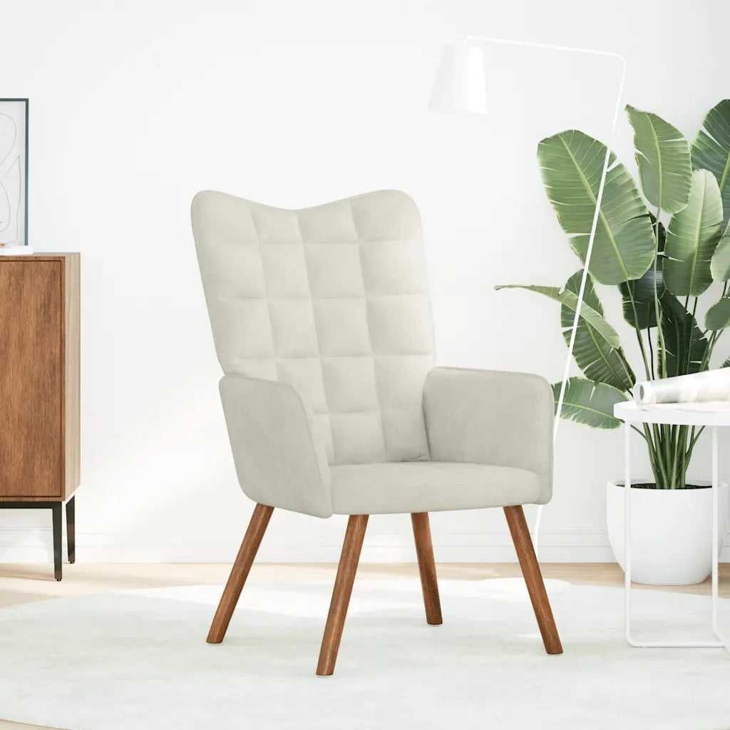 vidaXL Sedia Relax Crema in Velluto