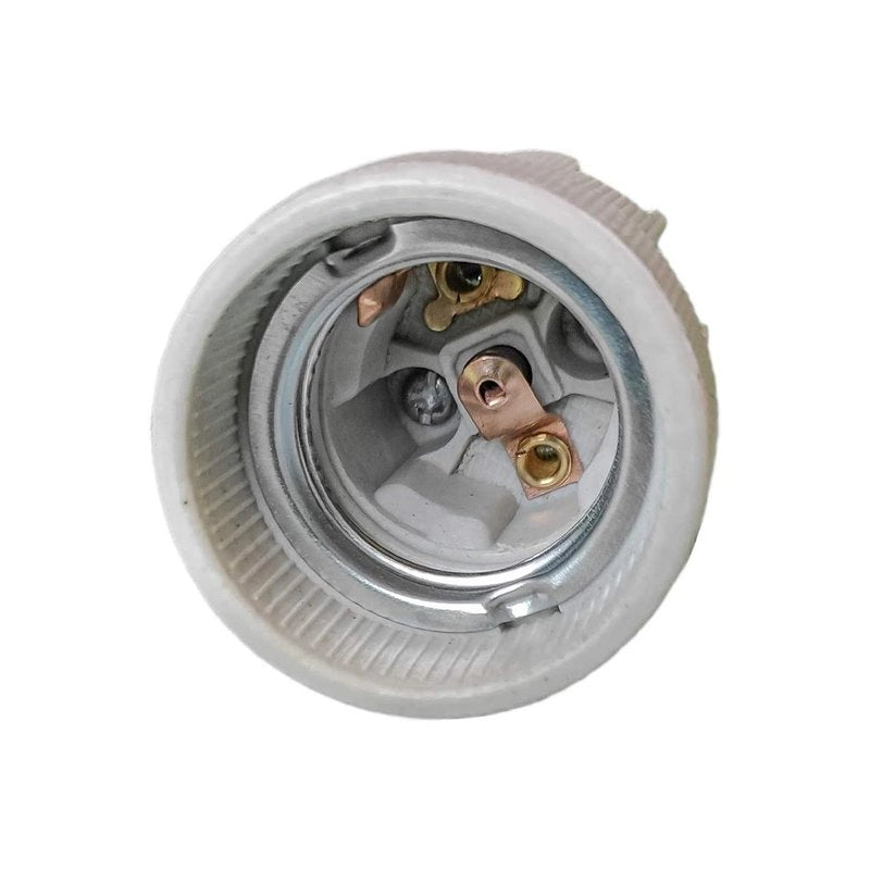 2 Pezzi Portalampade E27 Ceramica Porcellana con Viti per Fili e Gancio in Ferro per Cantieri