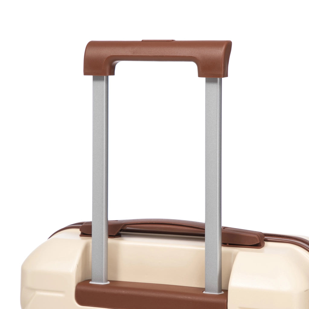 Carrello pieghevole set da viaggio rigido in abs con 4 ruote girevoli e trolley cosmetico beige 35,5 × 20,5 × 55 cm