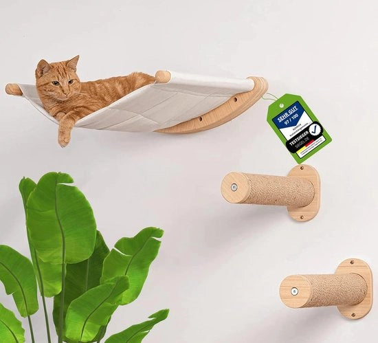 Pannelli di climatizzazione per gatti - XL tappeto per gatti - legno naturale - 3 pezzi