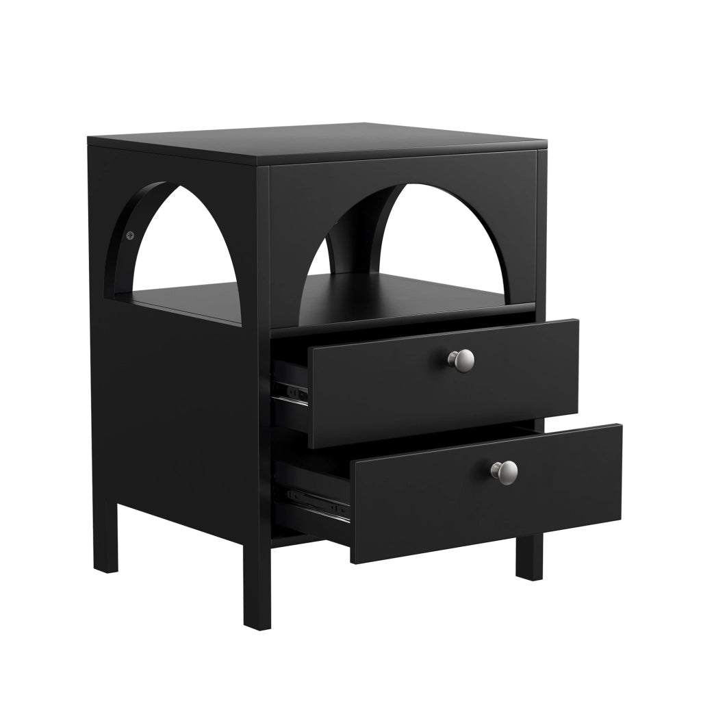Comodino nero 45 x 40 x 58 cm - 2 cassetti