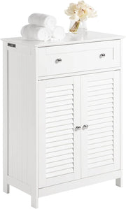 Mobiletto Base per Bagno o Ingresso, con Due Ante e cassetto, in Stile tapparelle,Bianco,FRG238-W,IT
