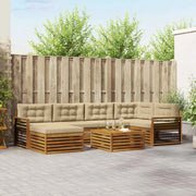Set di divani da esterno con cuscino 7 pcs Naturale e Beige