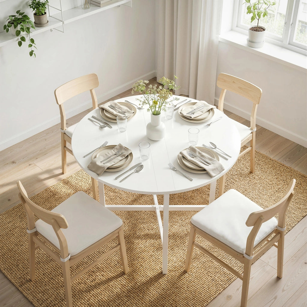 Tavolo da pranzo pieghevole rotondo ¨C zephmum ¨C bianco 80 cm 4 persone