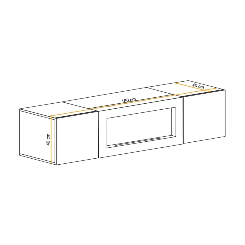 Mobile TV FLY con caminetto bio-etanolo integrato – Nero e grigio perla – Design moderno