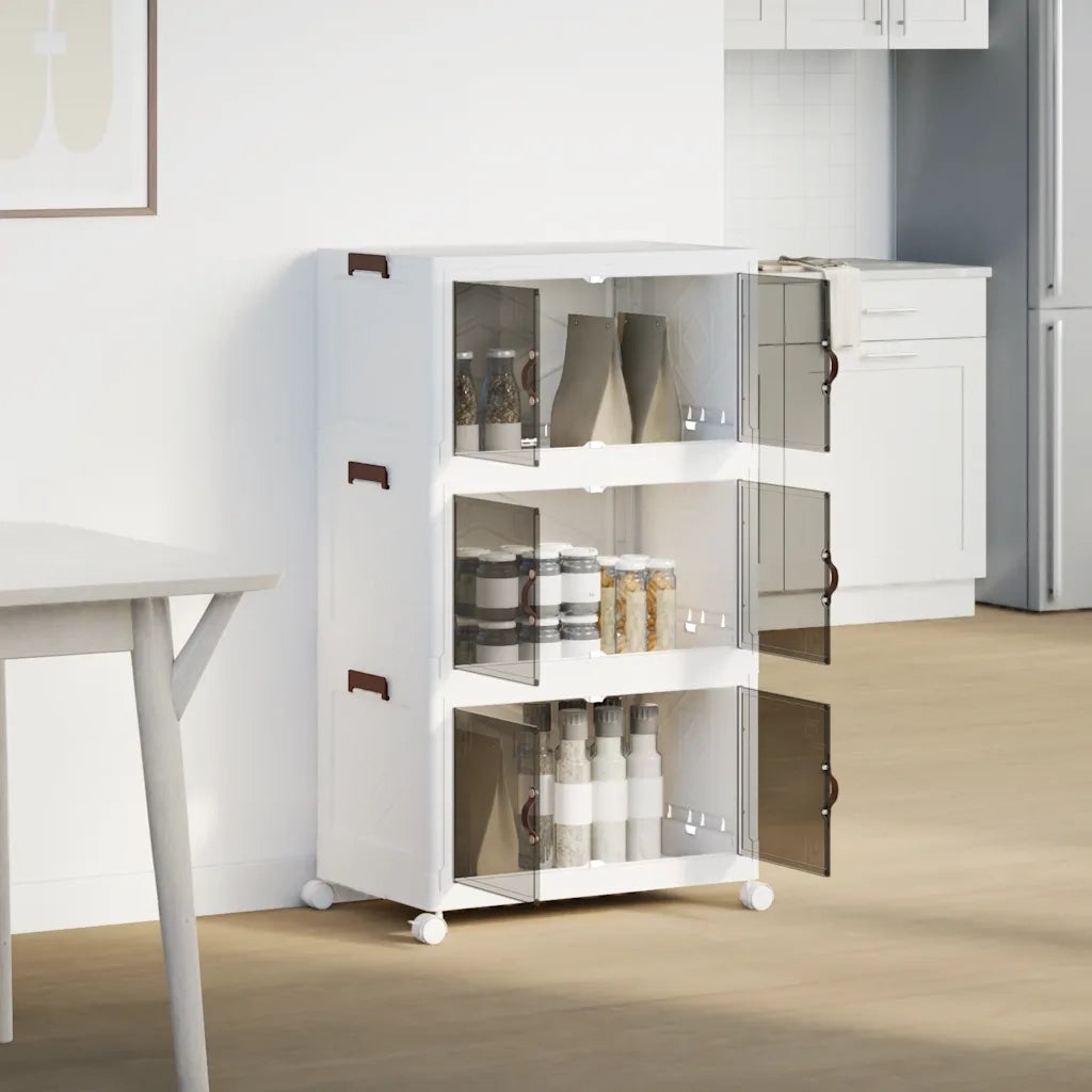 vidaXL Scatola Portaoggetti con Ruote 3 Livelli 75 L 64x39,5x110,5 cm