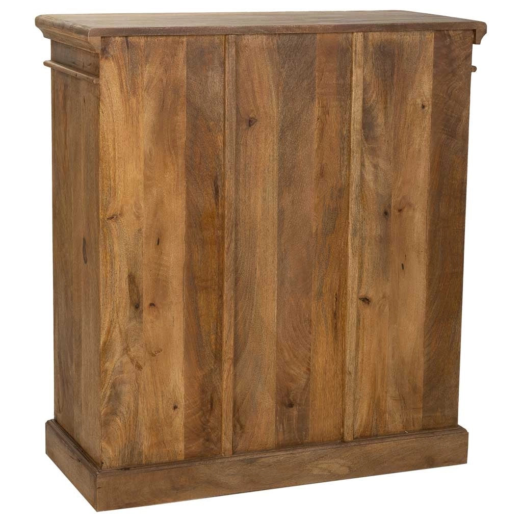 Mobile da ingresso in legno e vetro rifinito a mano con 2 ante marroni 90x40x100