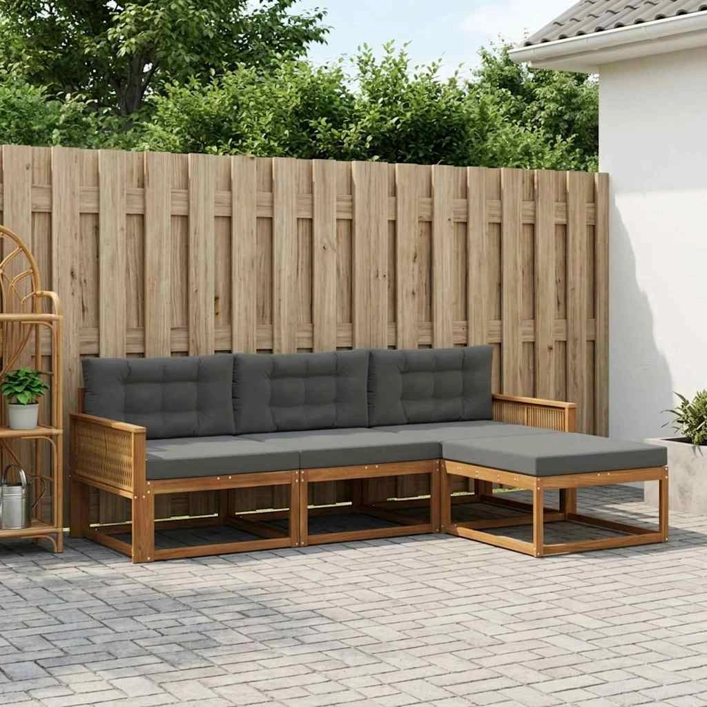 Set di divani da esterno 4 pz Naturale e Antracite 3382470