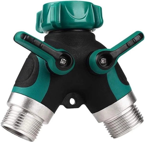 Sistema di connessione a Y per estensore di tubo per giardino con valvola di divisione