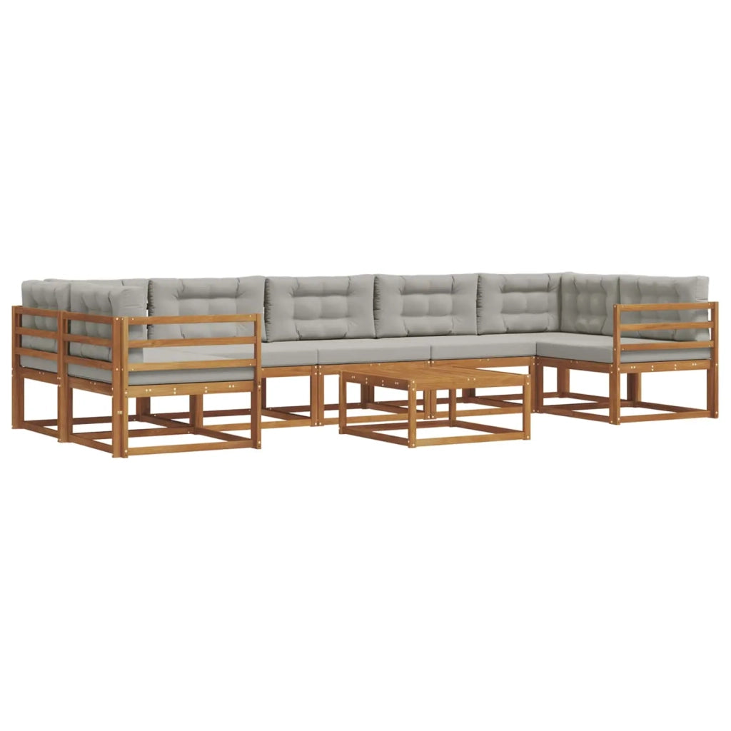 Set di divani da esterno 8 pcs Grigio Naturale e Chiaro