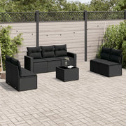 Set Divani da Giardino con Cuscini 8 pz Nero in Polyrattan 3218825