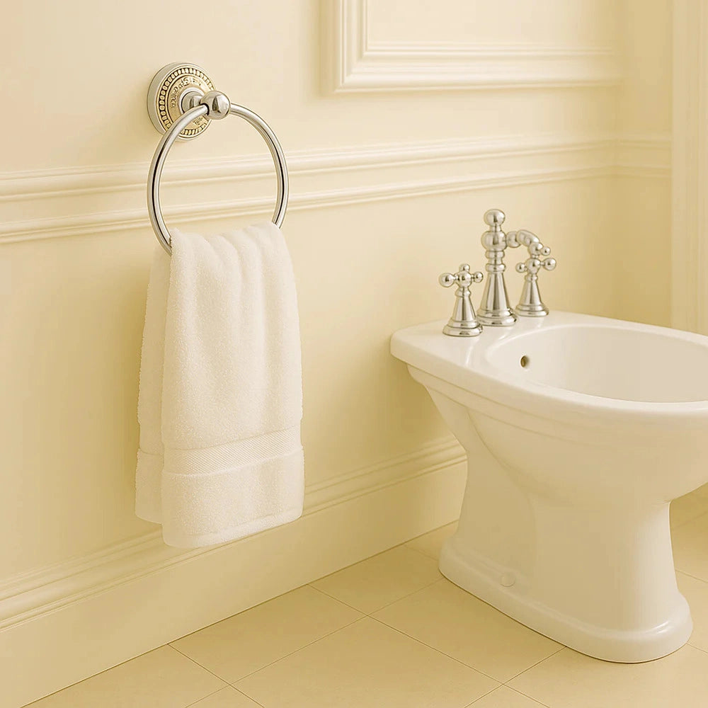 Set Da Bagno 6 Pezzi Cromato vetro accessori bagno moderno Porta Asciugami 52436