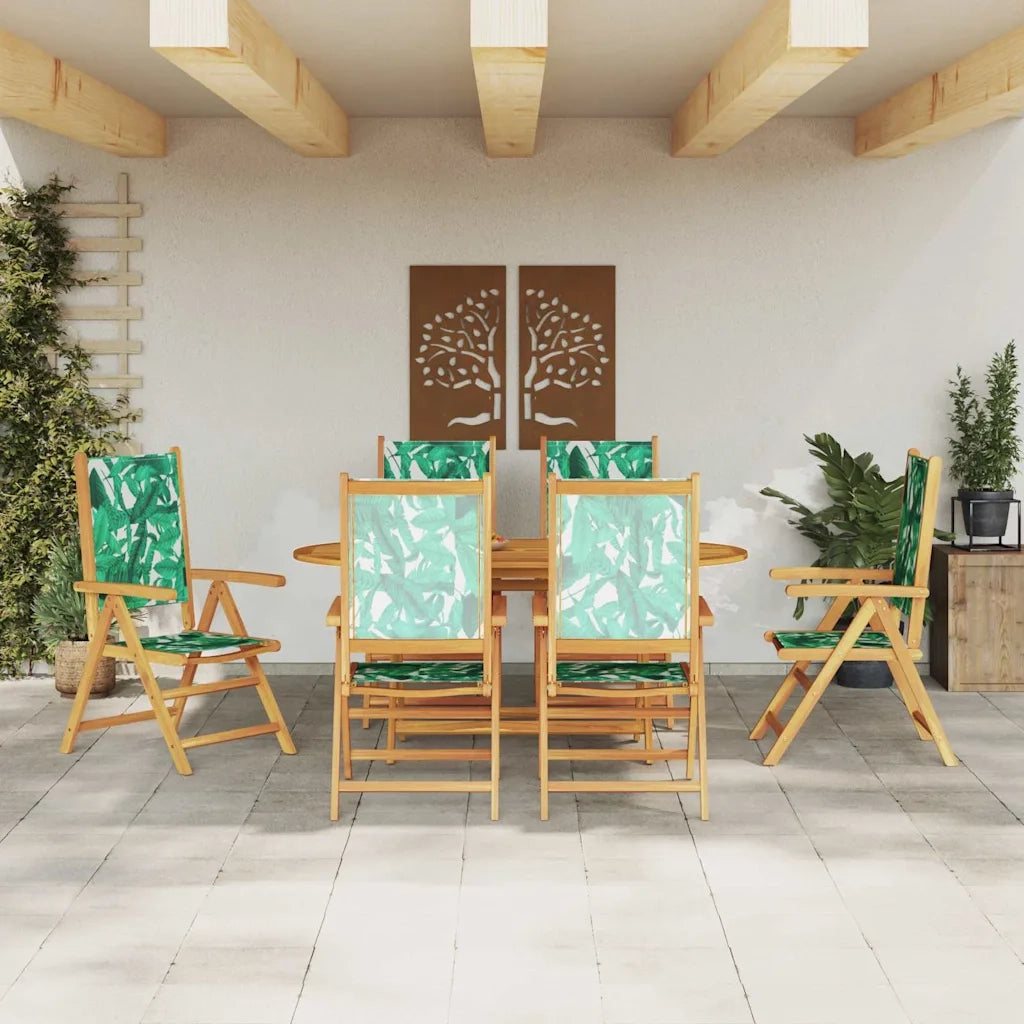 Set da Pranzo per Giardino 7 pcs Motivo Foglia
