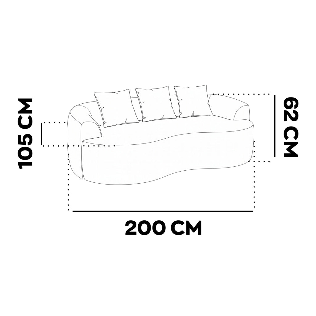Yoko - Divano Angolare Curvo 200x62x105 a Compressione in Tessuto Bouclé Grigio