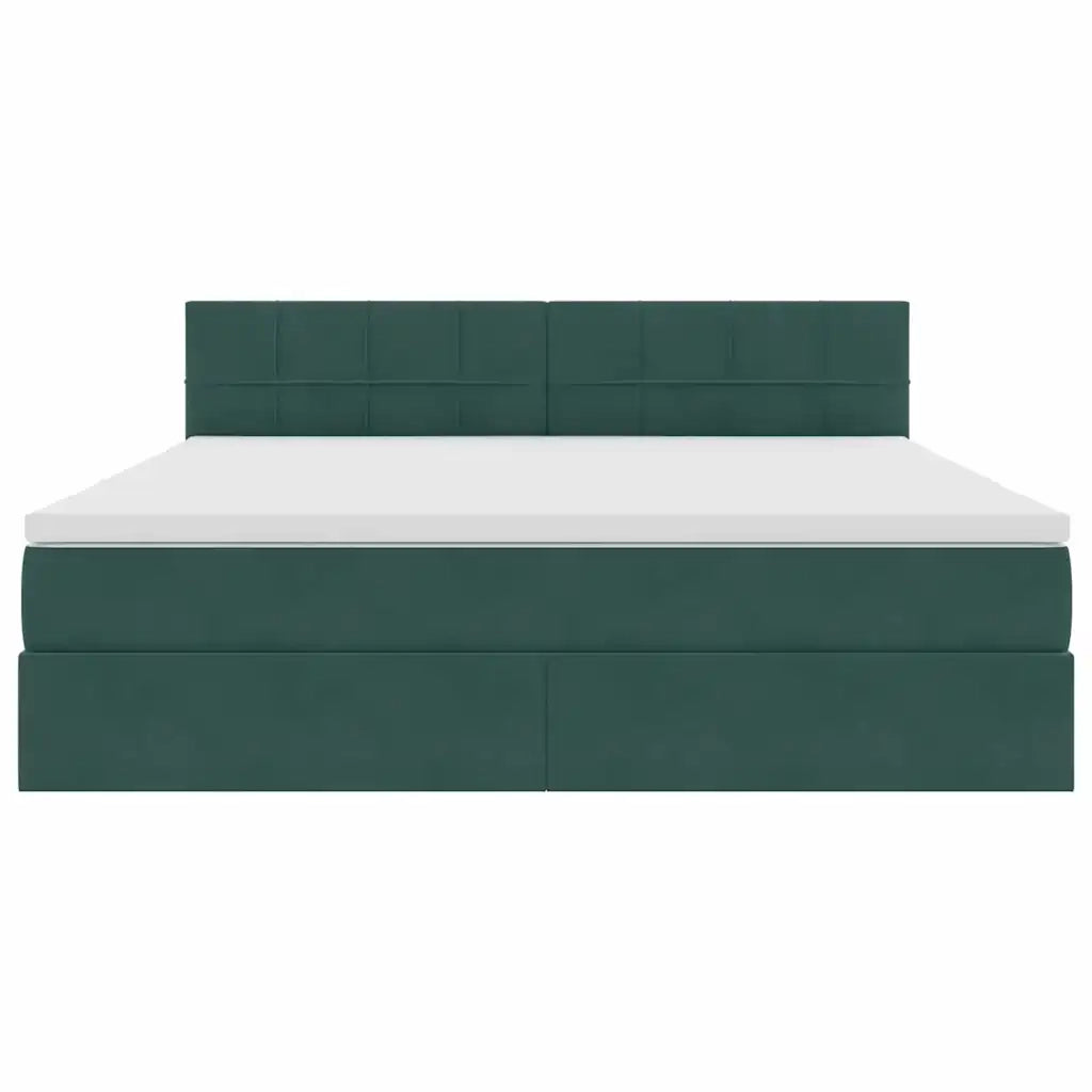 Letto con contenitore LED e materasso Verde Scuro 180 x 200 cm