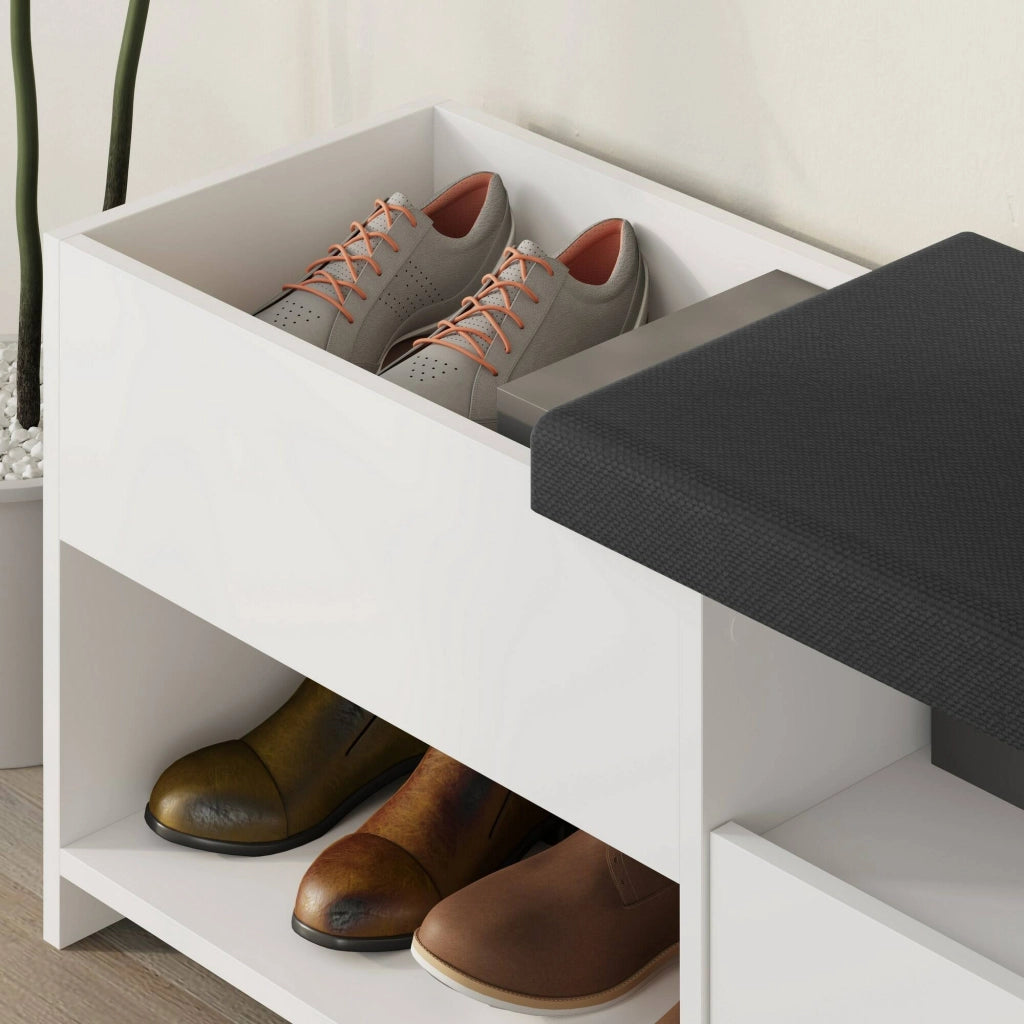 Mobile Portascarpe Nuri, Scarpiera 8 Paia, 120x41x51h cm Bianco