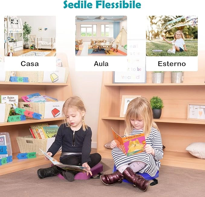 6 Cuscini Esagonali per Bambini con Maniglie, Imbottitura in Schiuma di 5 cm, Sedili Portatili e Flessibili per Asilo Nido, 38 x 34 cm (Arcobaleno)