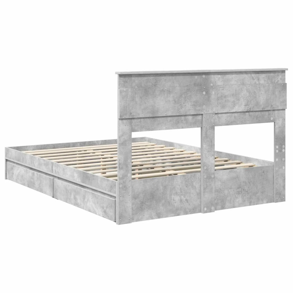 Letto con Contenitore con testiera Grigio cemento 150 x 200 cm