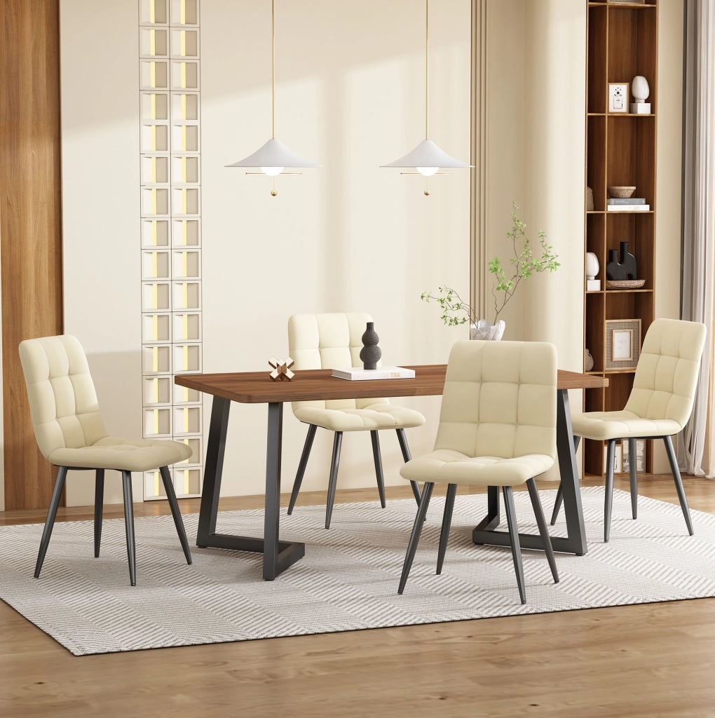 Tavolo da pranzo rettangolare 117x68 cm in MDF con gambe in metallo; nero e noce