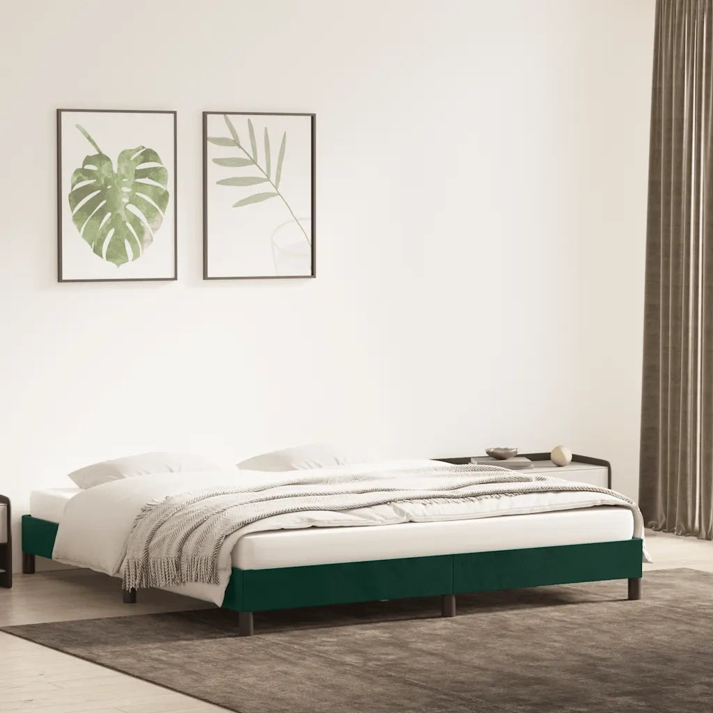 Giroletto senza Materasso Verde Scuro 180x220 cm in Velluto 4101418