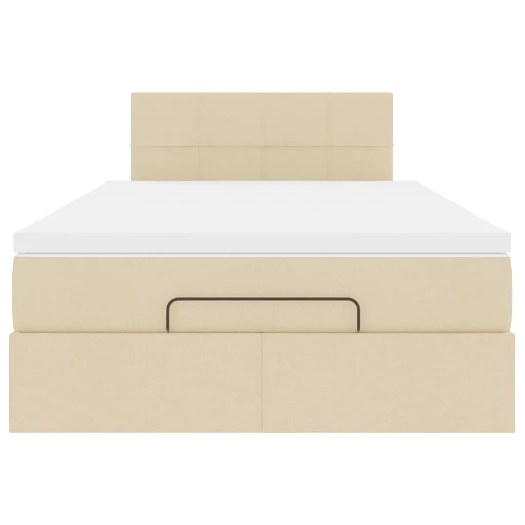 Pouf Letto con Materasso e LED Crema 120x190cm in Tessuto 3312296