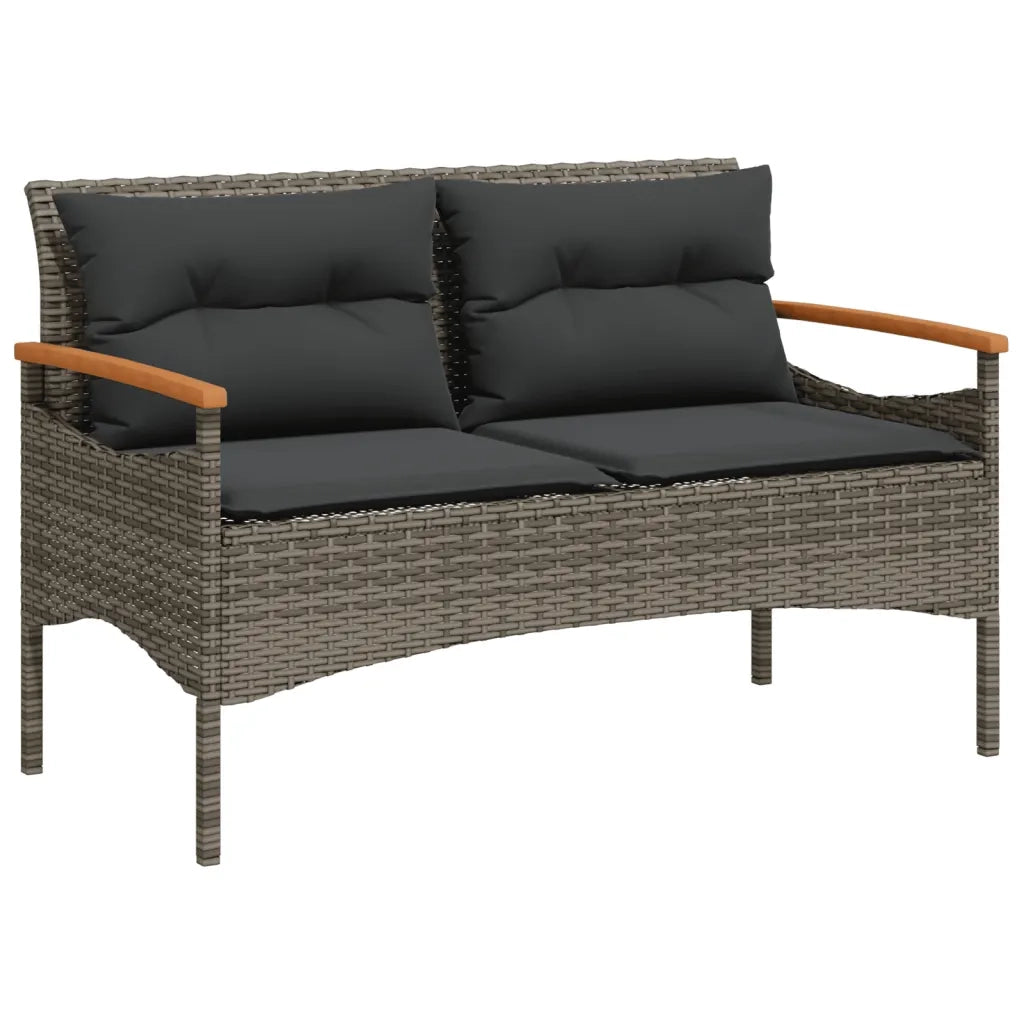 Set Divani da Giardino 4 pz con Cuscini in Polyrattan Grigio