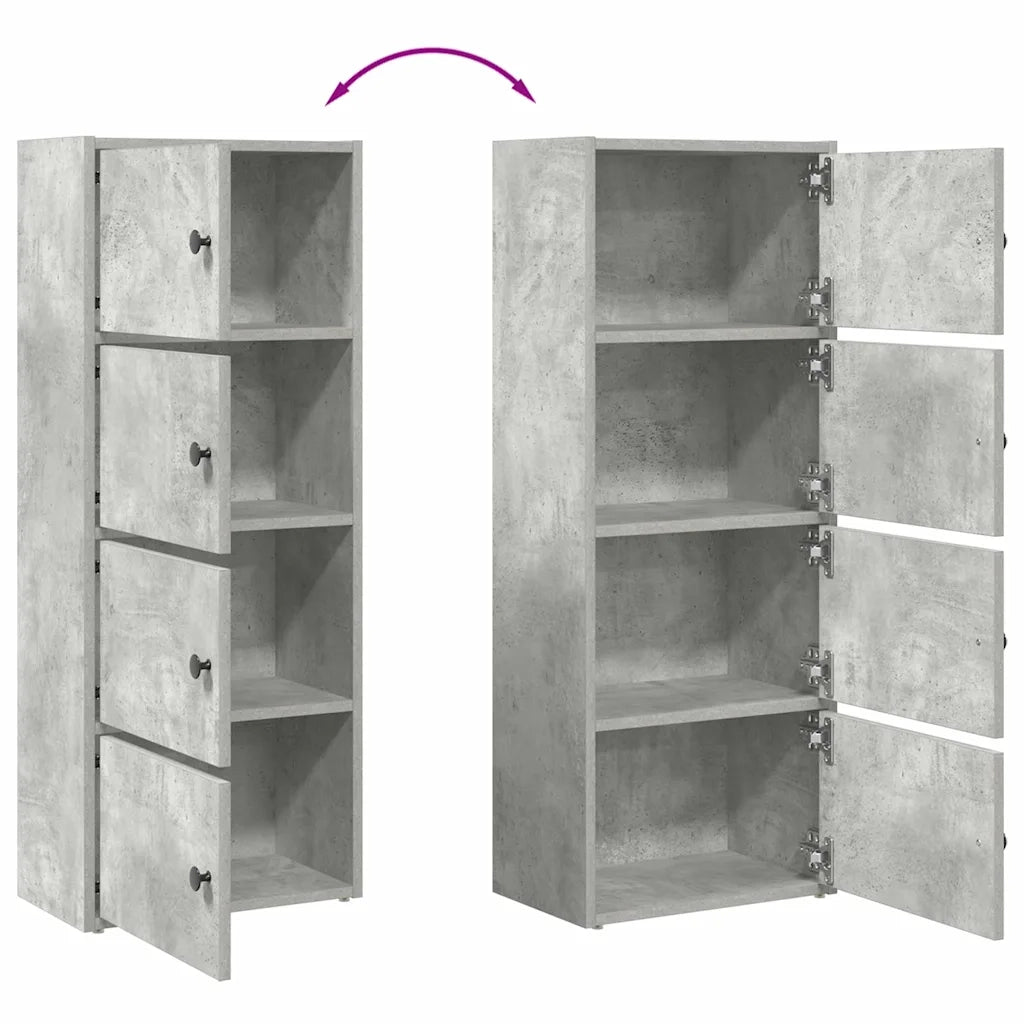 Libreria Grigio Cemento 40x24x102 cm in Legno Multistrato