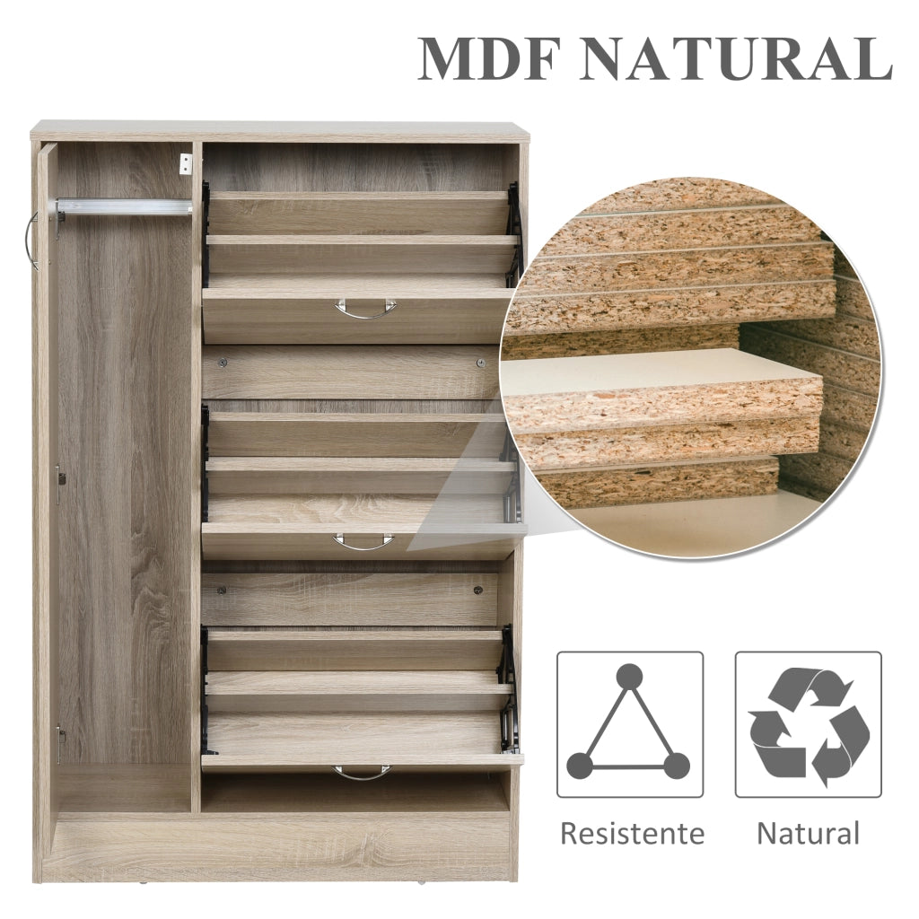 Armadio per scarpe 2 in 1 con appendiabiti ¨C zephmum ¨C 79x26x120 cm in legno