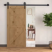 200cm Binario per Porta Scorrevole Kit ,Spessore 34-40mm per Installazione Porta Muro Completo Accessori per Porte Scorrevole Singole, Acciaio Nero