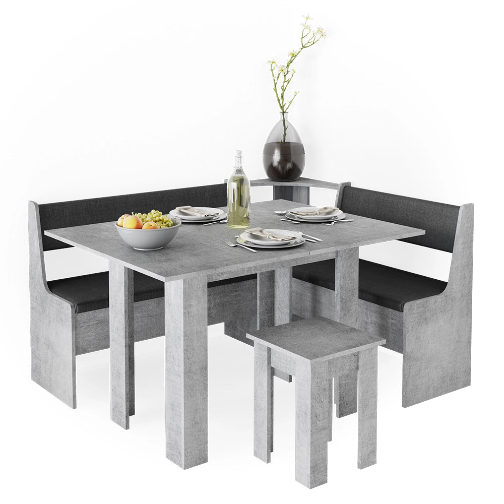 Gruppo panca ad angolo Roman Calcestruzzo 150 x 120 cm con tavolo Vicco