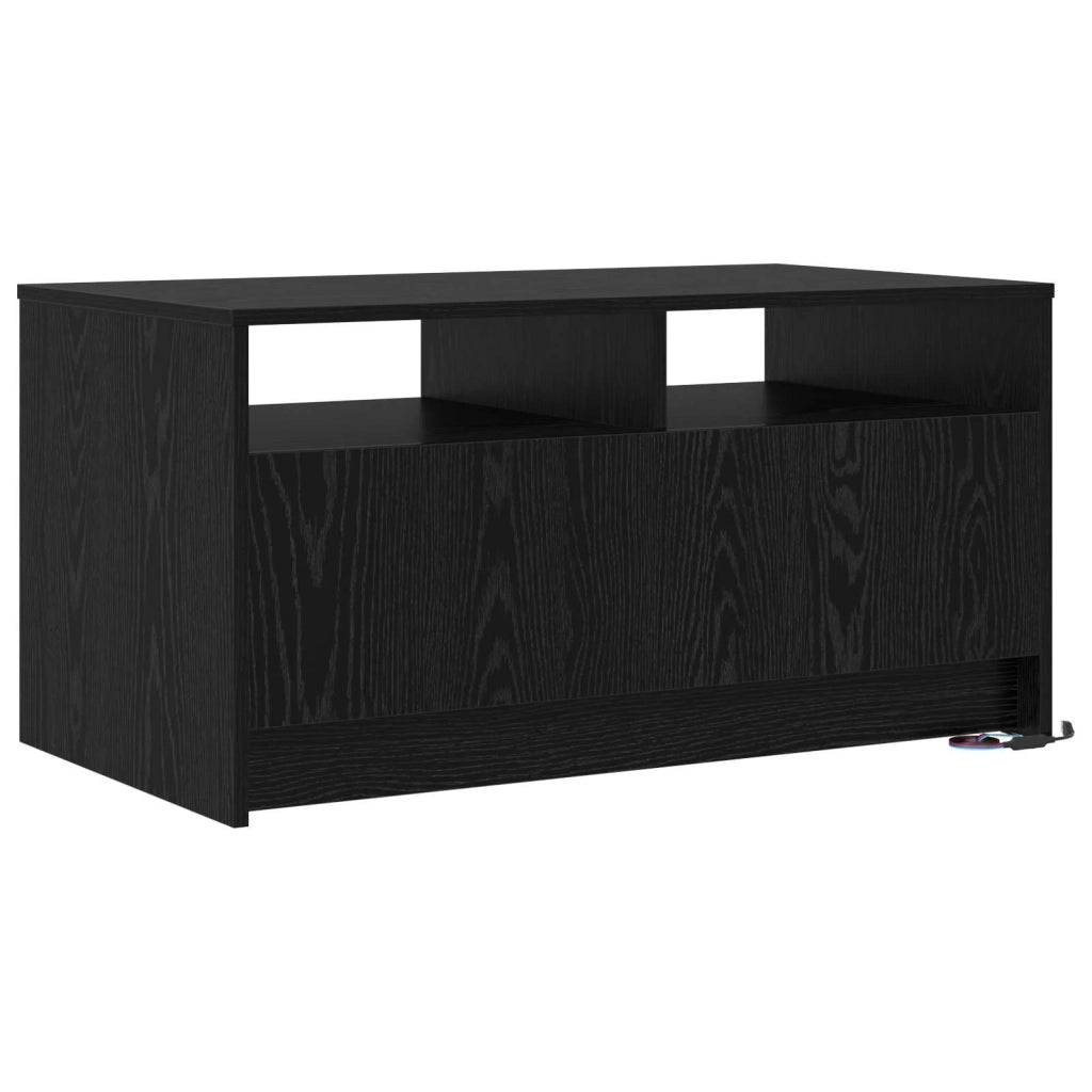 Tavolino da salotto con cassetto Rovere Nero 90 x 50 x 45 cm