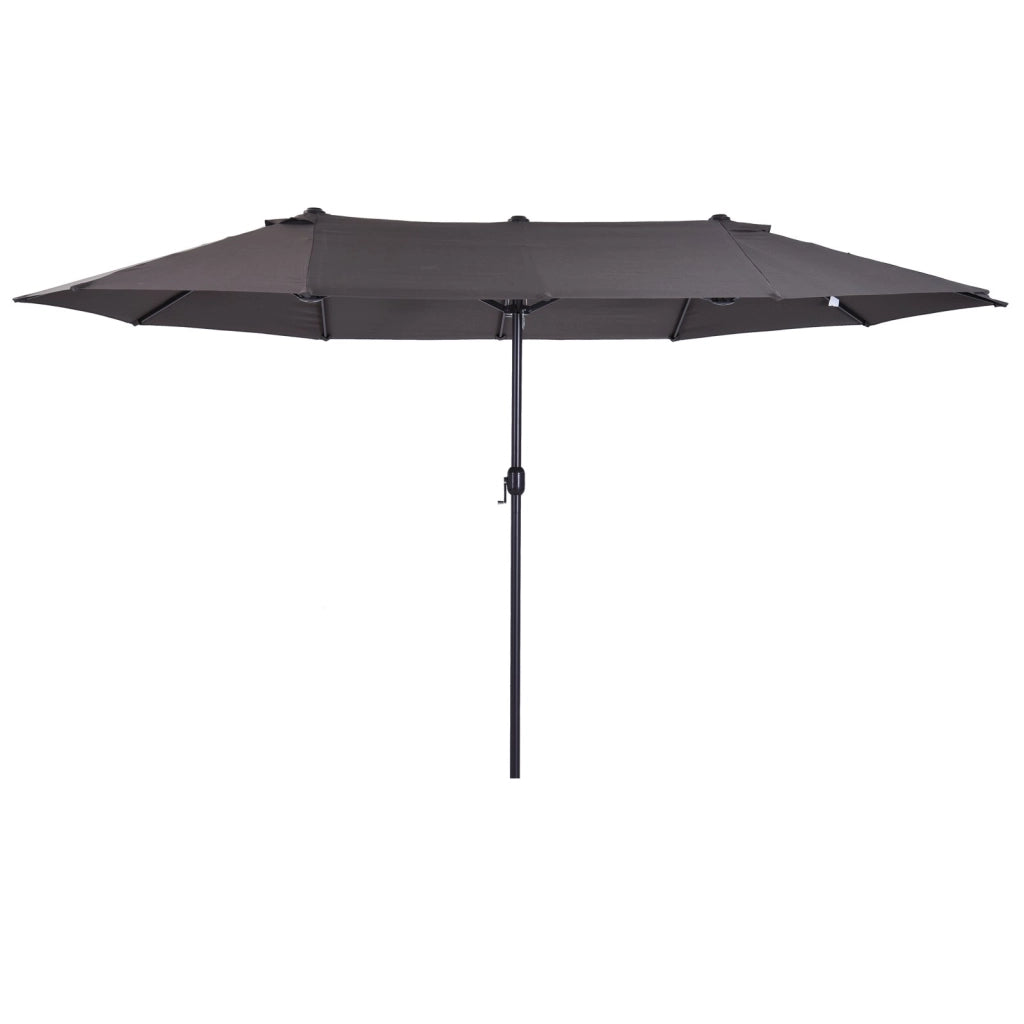 EasyComfort Ombrellone Doppio da Giardino 4.6x2.7 m a 12 Stecche con Prese d'Aria e Manovella, Ombrellone per Esterni in Acciaio e Poliestere, Anti UV, Grigio
