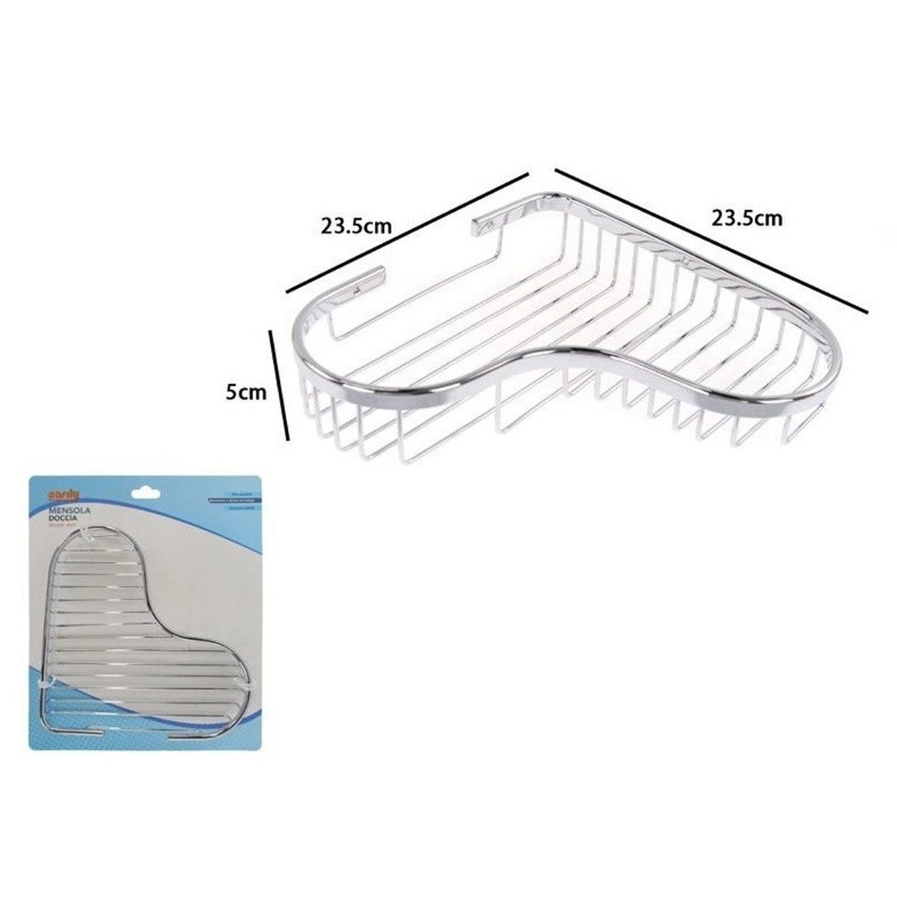 Trade Shop - Mensola Doccia Bagno Angolare Cromata Lucida 23.5cm Cestino Porta Oggetti Cuore 87903 -