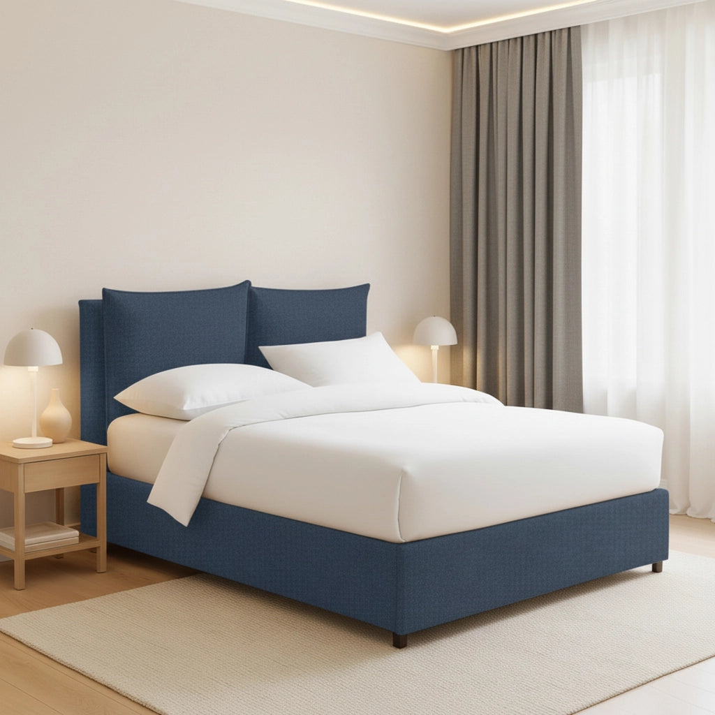 Falmouth, Letto Piazza e Mezza Sfoderabile Made in Italy, blu