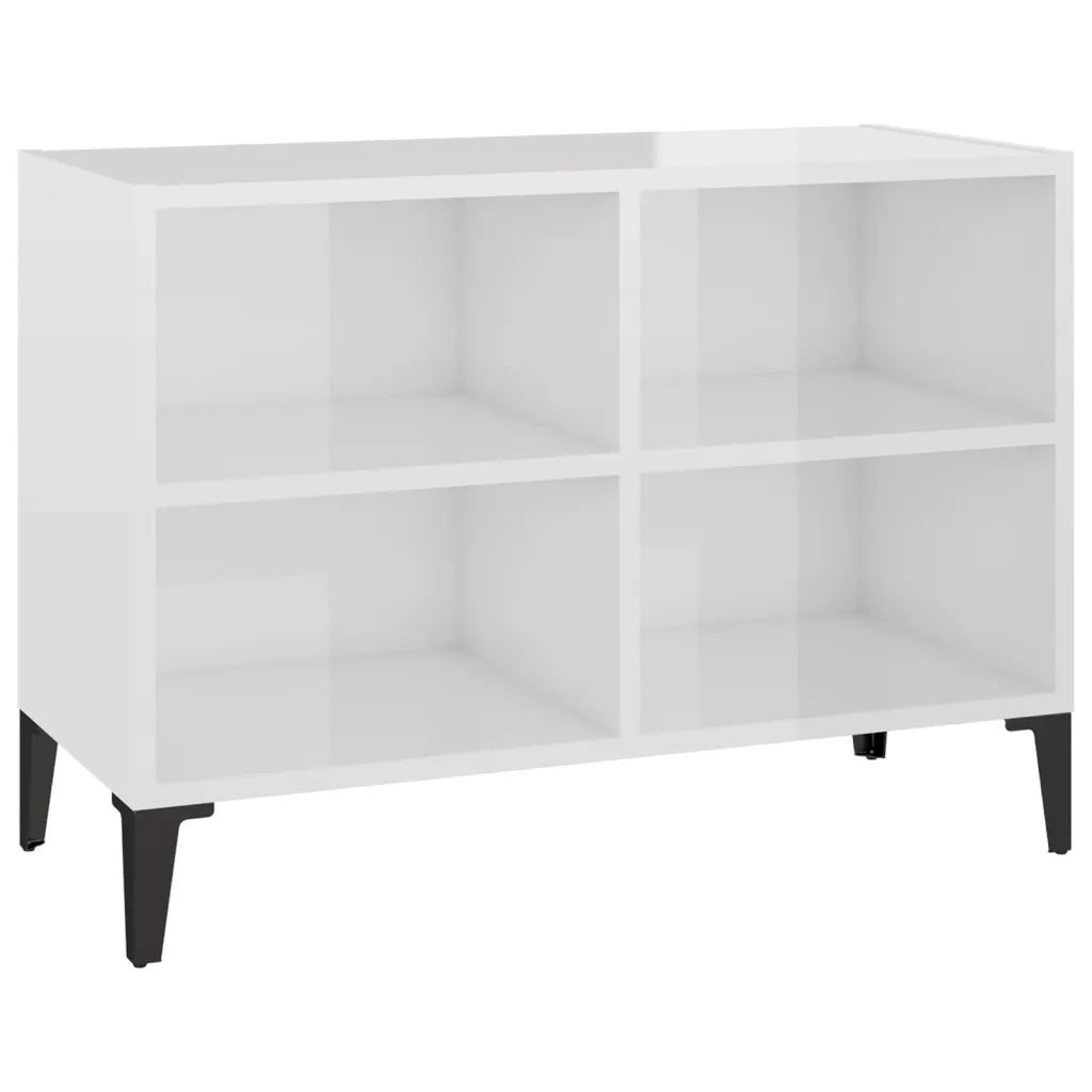 Mobile TV con Gambe in Metallo Bianco Lucido 69,5x30x50 cm 805938