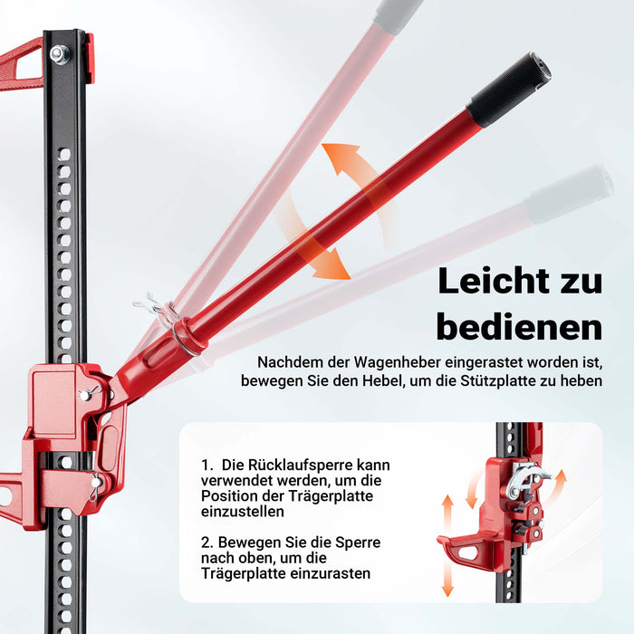 Binda meccanica 36'' fino a 3000 kg, altezza di sollevamento massima 76 cm, martinetto in acciaio, cric agricolo fuoristrada, SUV e ATV