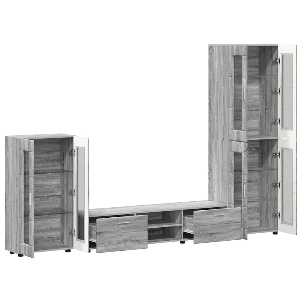 Set mobile TV con porta FLORIN Grigio Sonoma Legno multistrato
