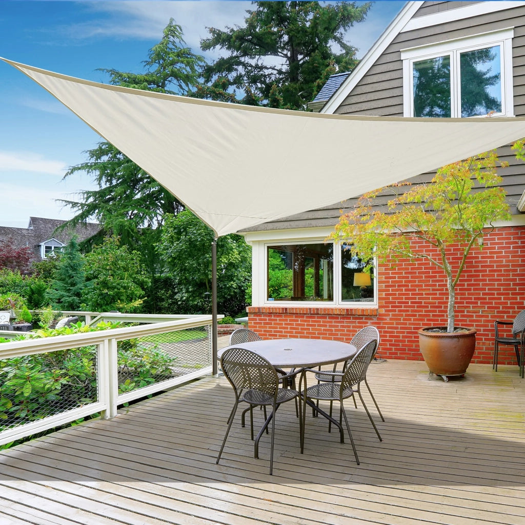 Easycomfort Tenda a vela Tendone parasole triangolare in poliestere (colore: bianco, dimensione: 6x6x6m)