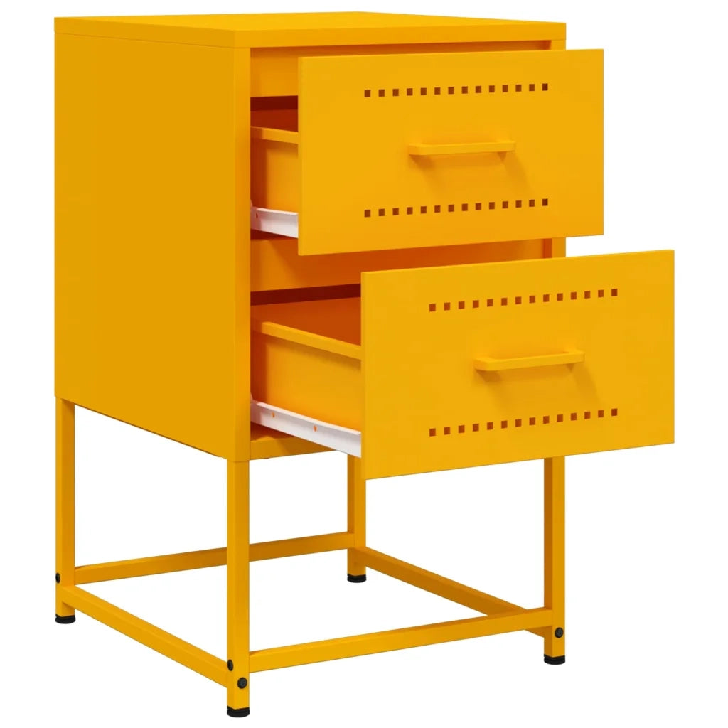 Comodino | Armadio da Notte | Mobiletto da notte Giallo Senape 36x39x60,5 cm in Acciaio