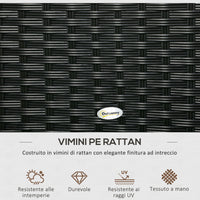 EasyComfort Baule da Giardino in Rattan e Acciaio con Coperchio, 95x60x53cm, Nero