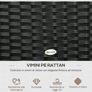 EasyComfort Baule da Giardino in Rattan e Acciaio con Coperchio, 95x60x53cm, Nero