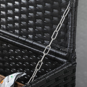 EasyComfort Baule da Giardino in Rattan e Acciaio con Coperchio, 95x60x53cm, Nero