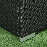 EasyComfort Baule da Giardino in Rattan e Acciaio con Coperchio, 95x60x53cm, Nero